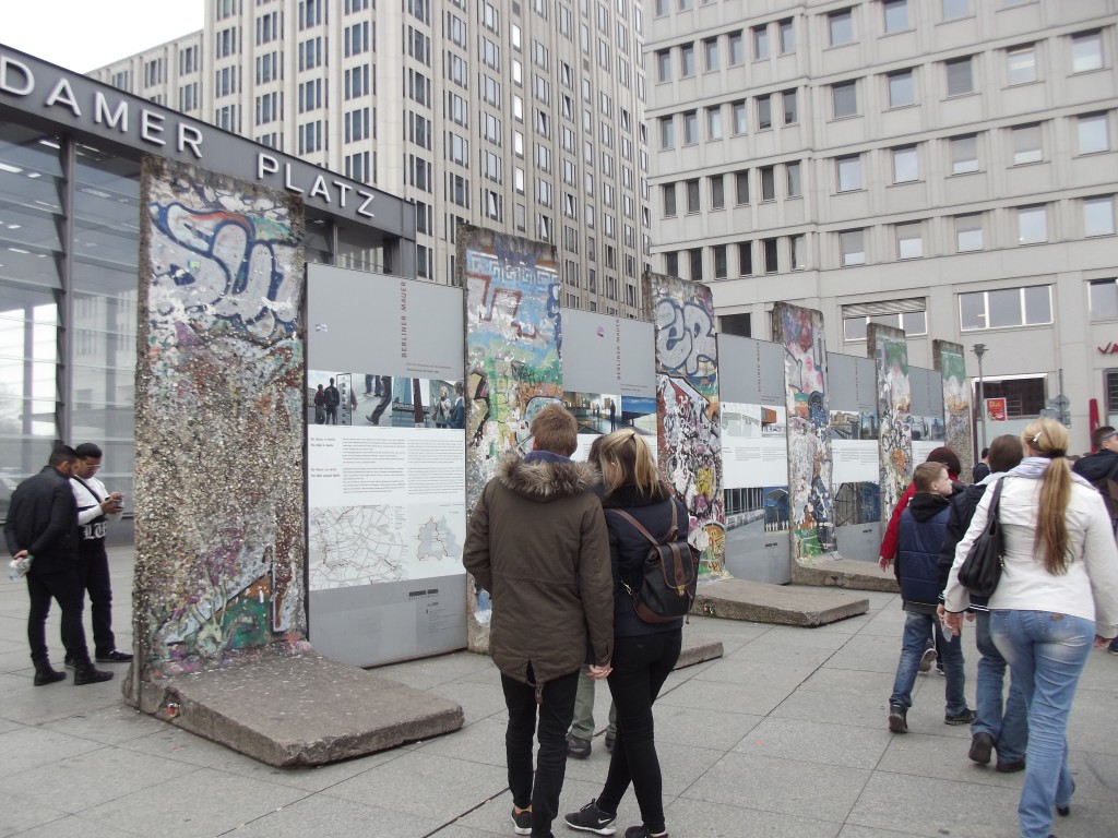 Sections of the Berlin Wall as works of art by Potsdamer Platz.