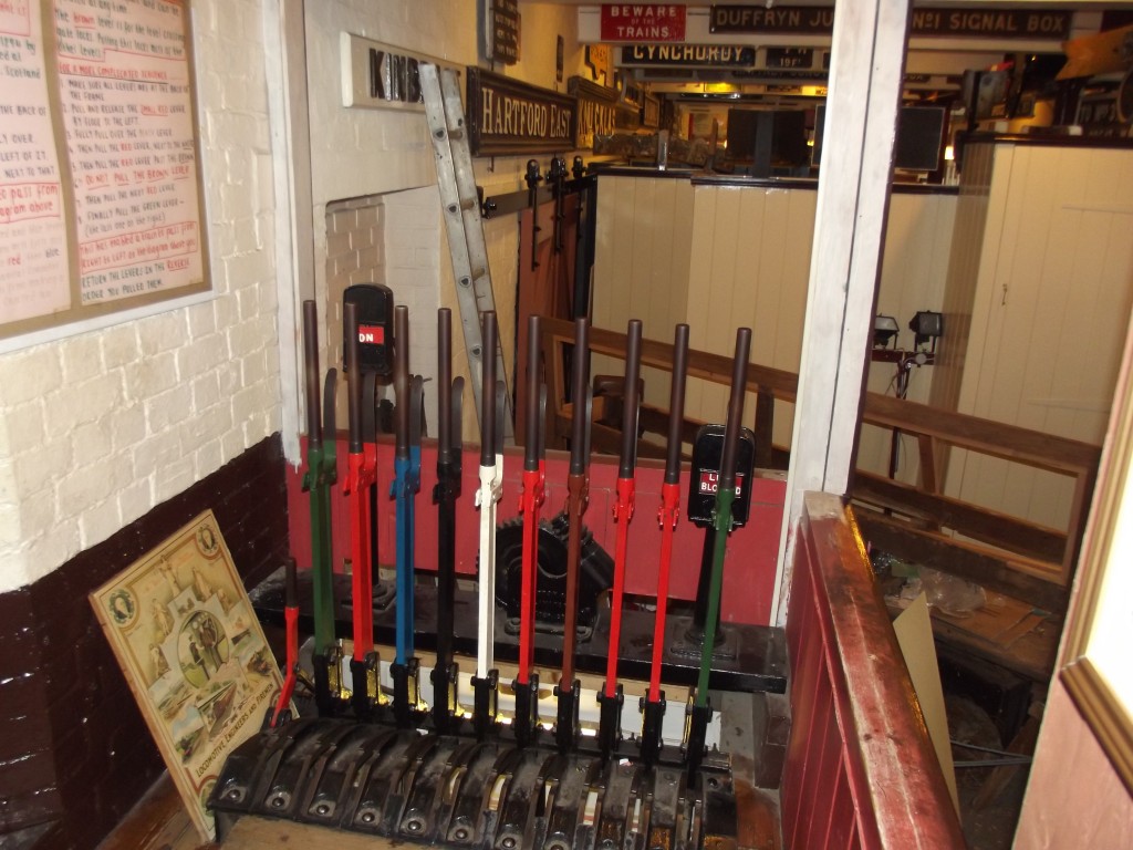 Signalling levers at Kidderminster's railway museum