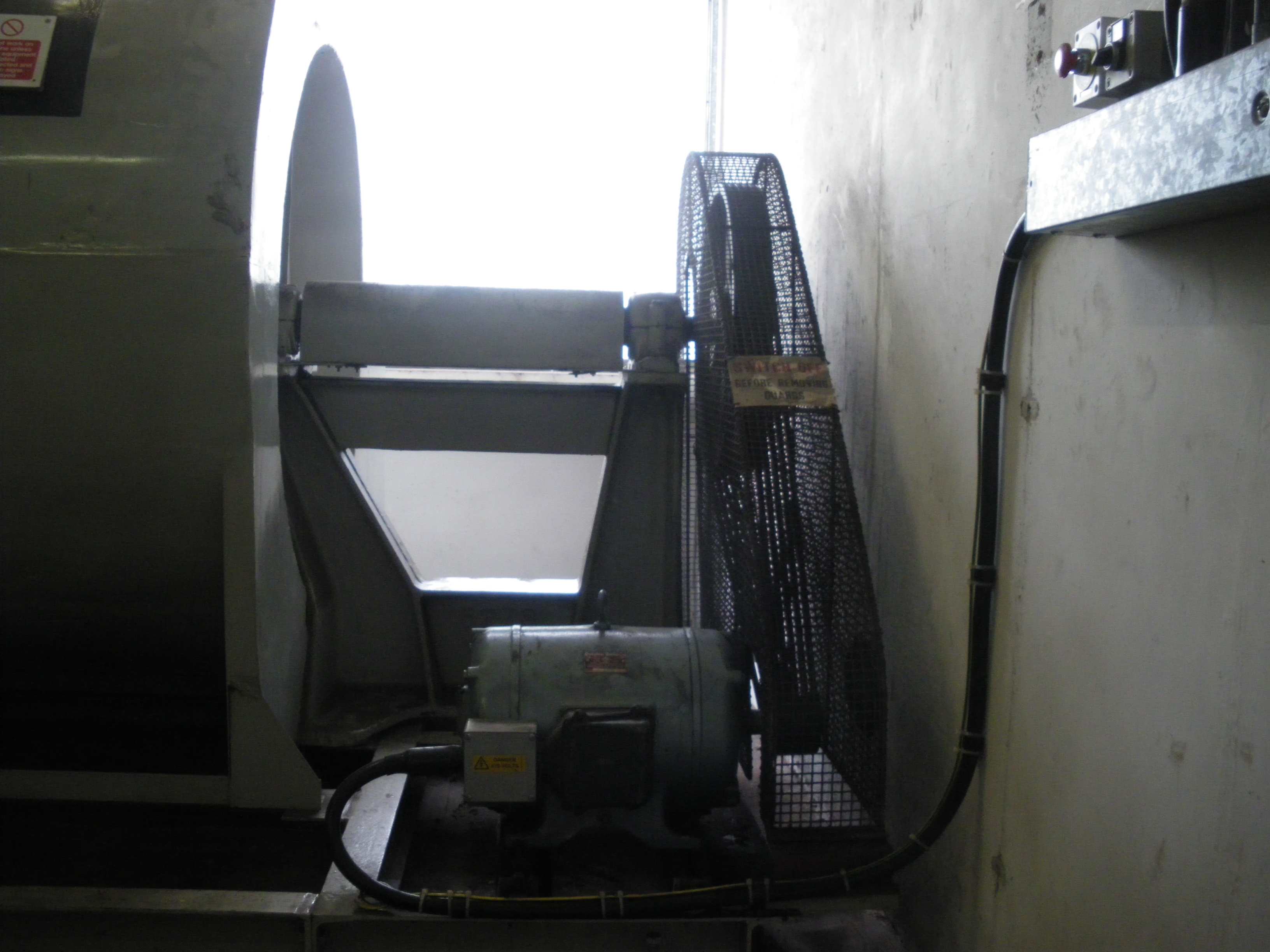 Fan and motor in 3rd floor plant room