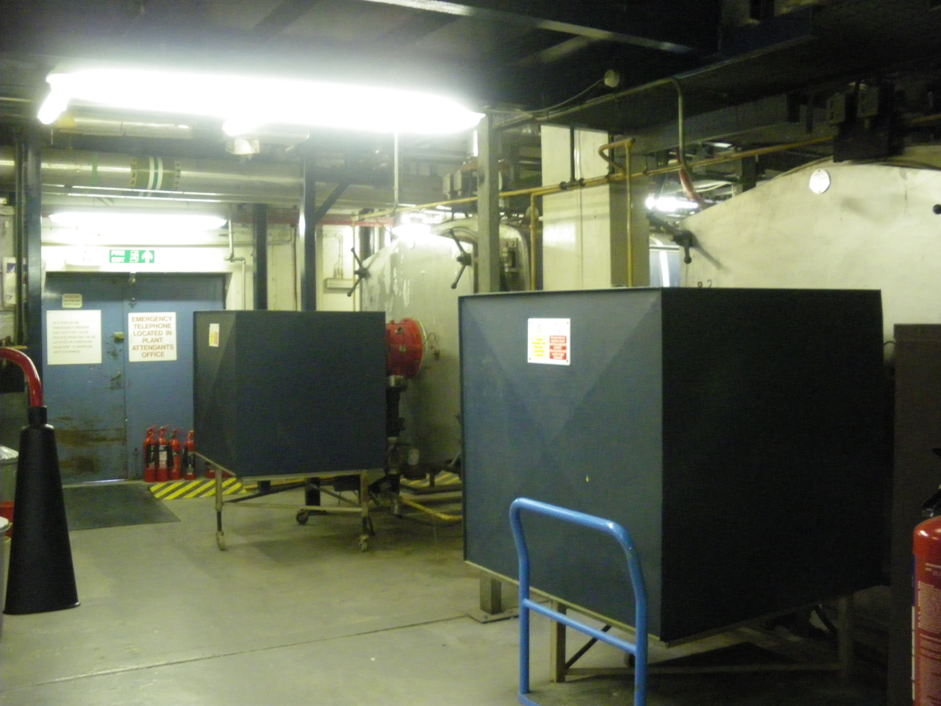 The two boilers and the main door to the Boiler House.