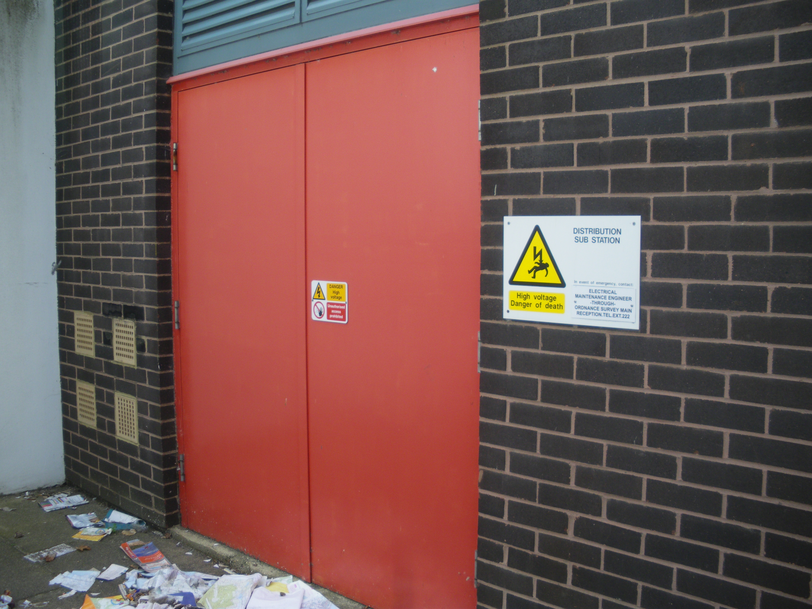 Substation fire escape door