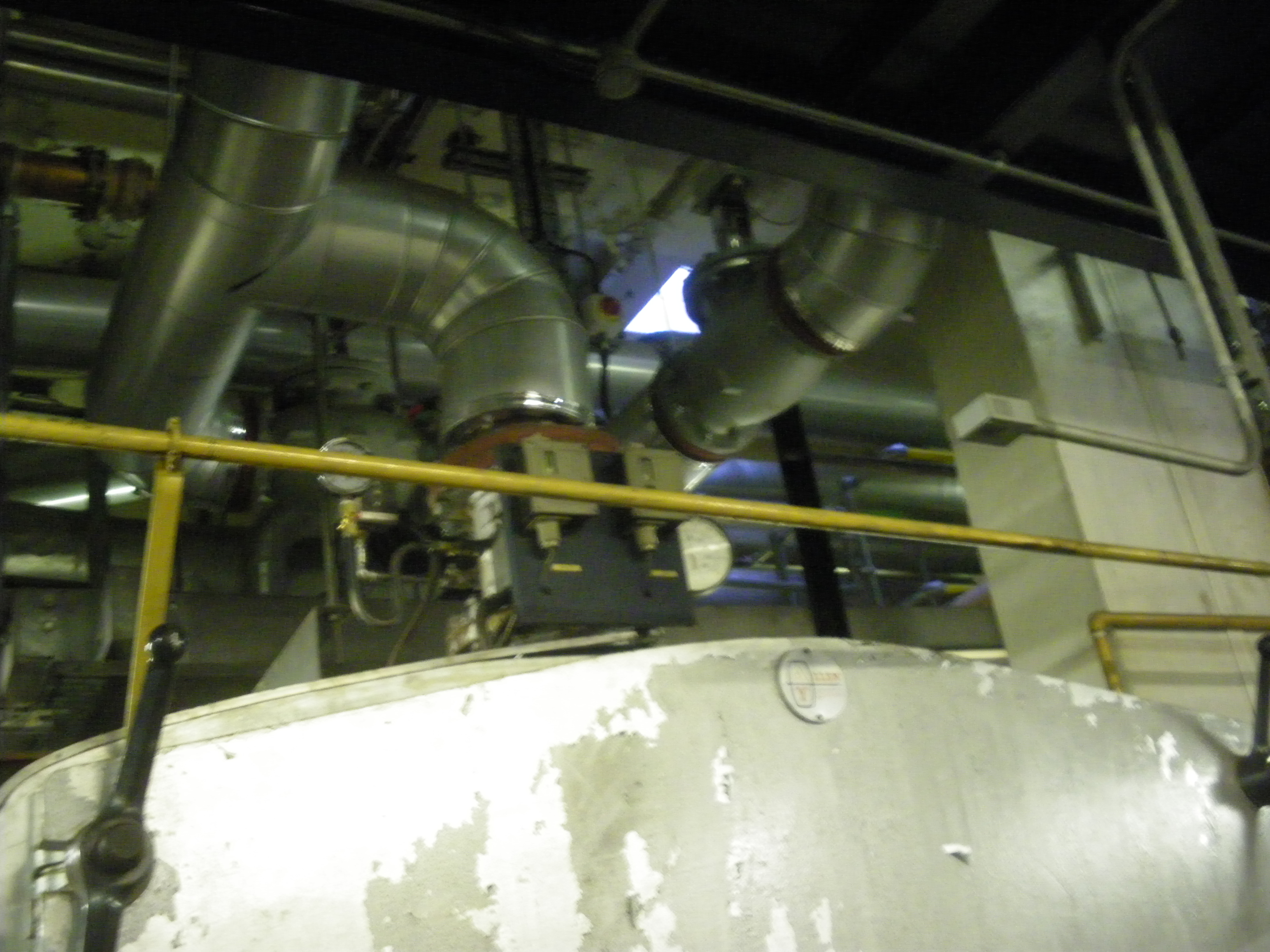 Above one of the two 1980s gas-fired boilers