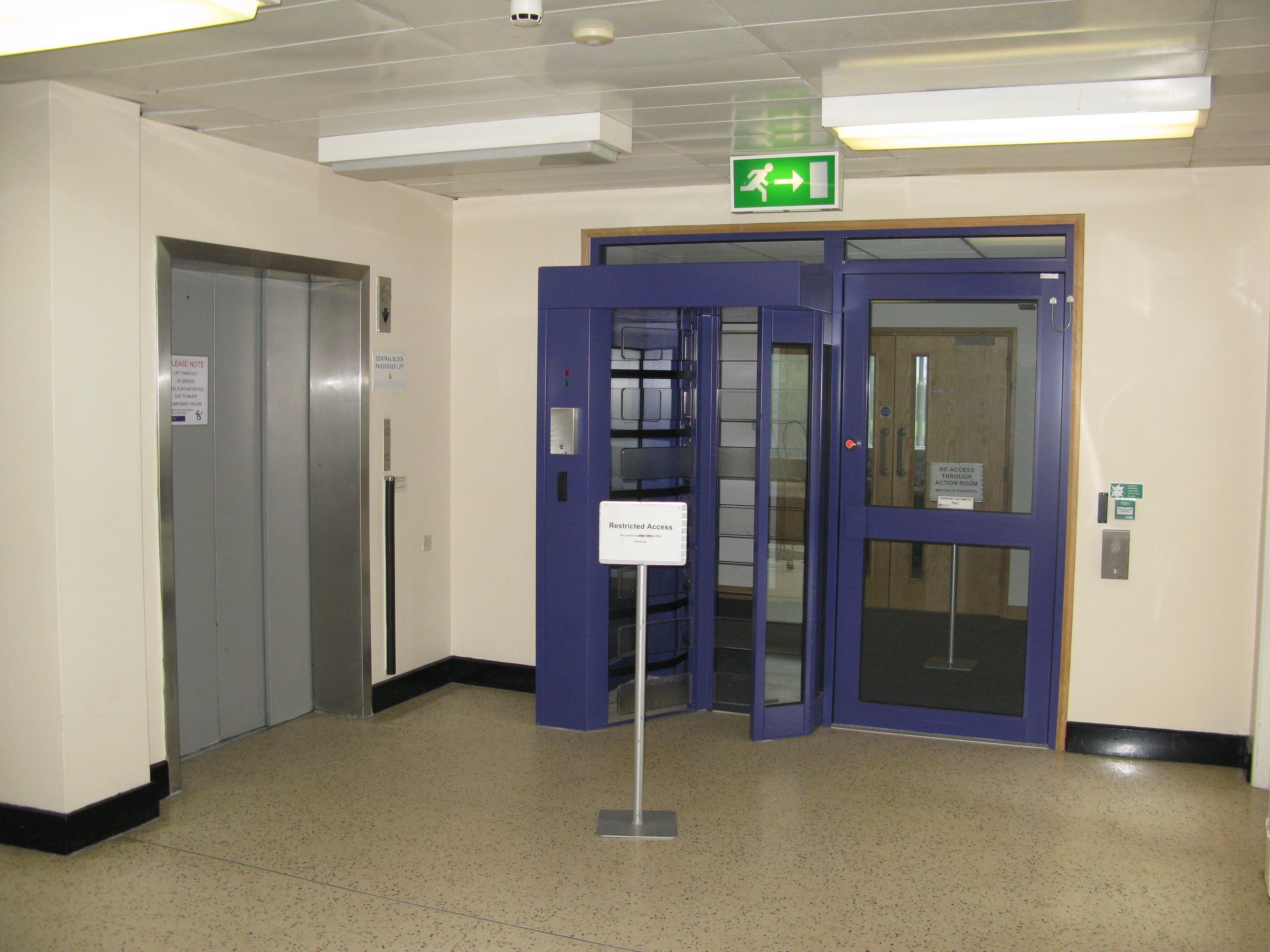 A Core ground floor lift lobby and turnstile