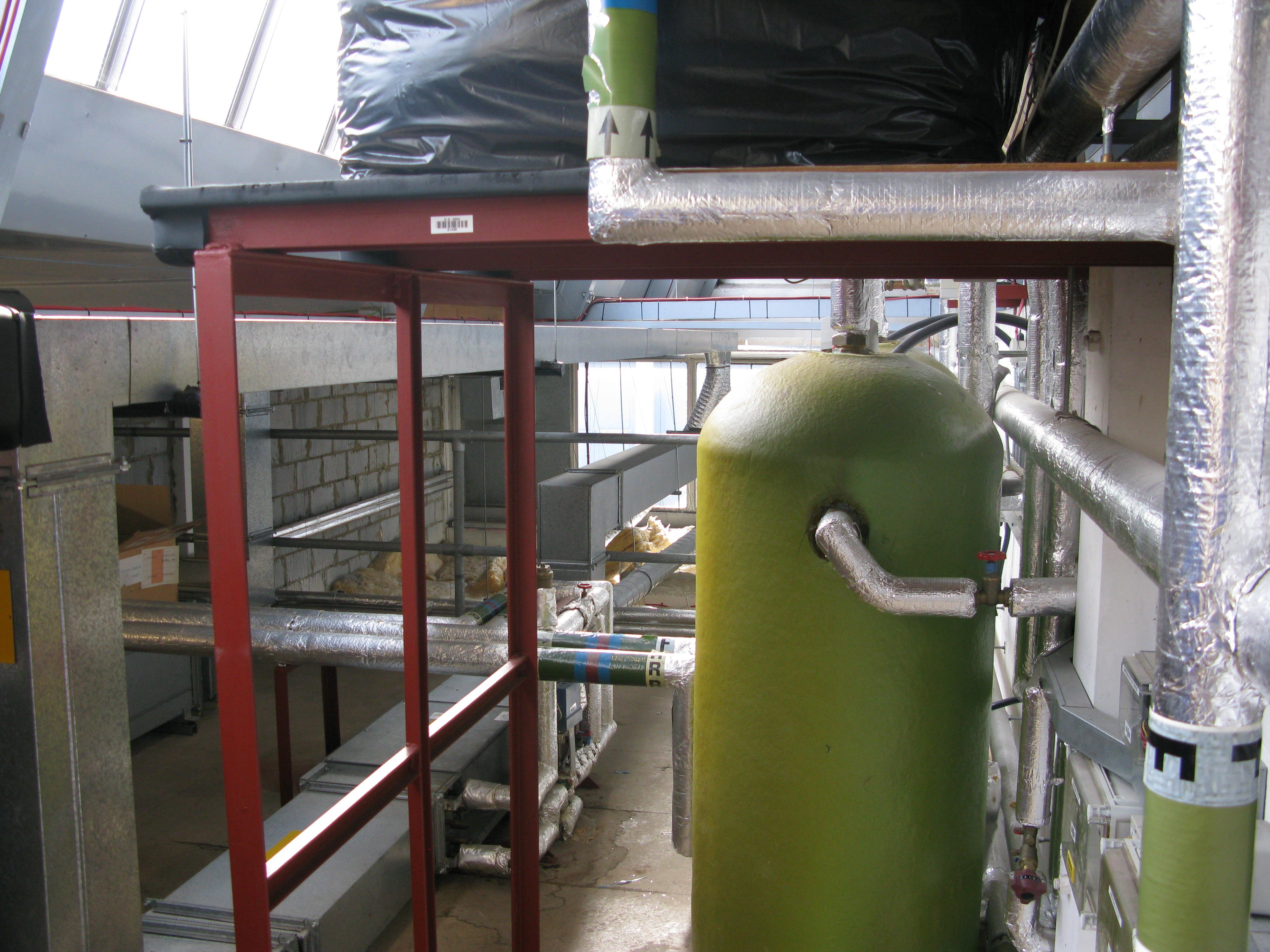 Hot water plant above Services Block shower block