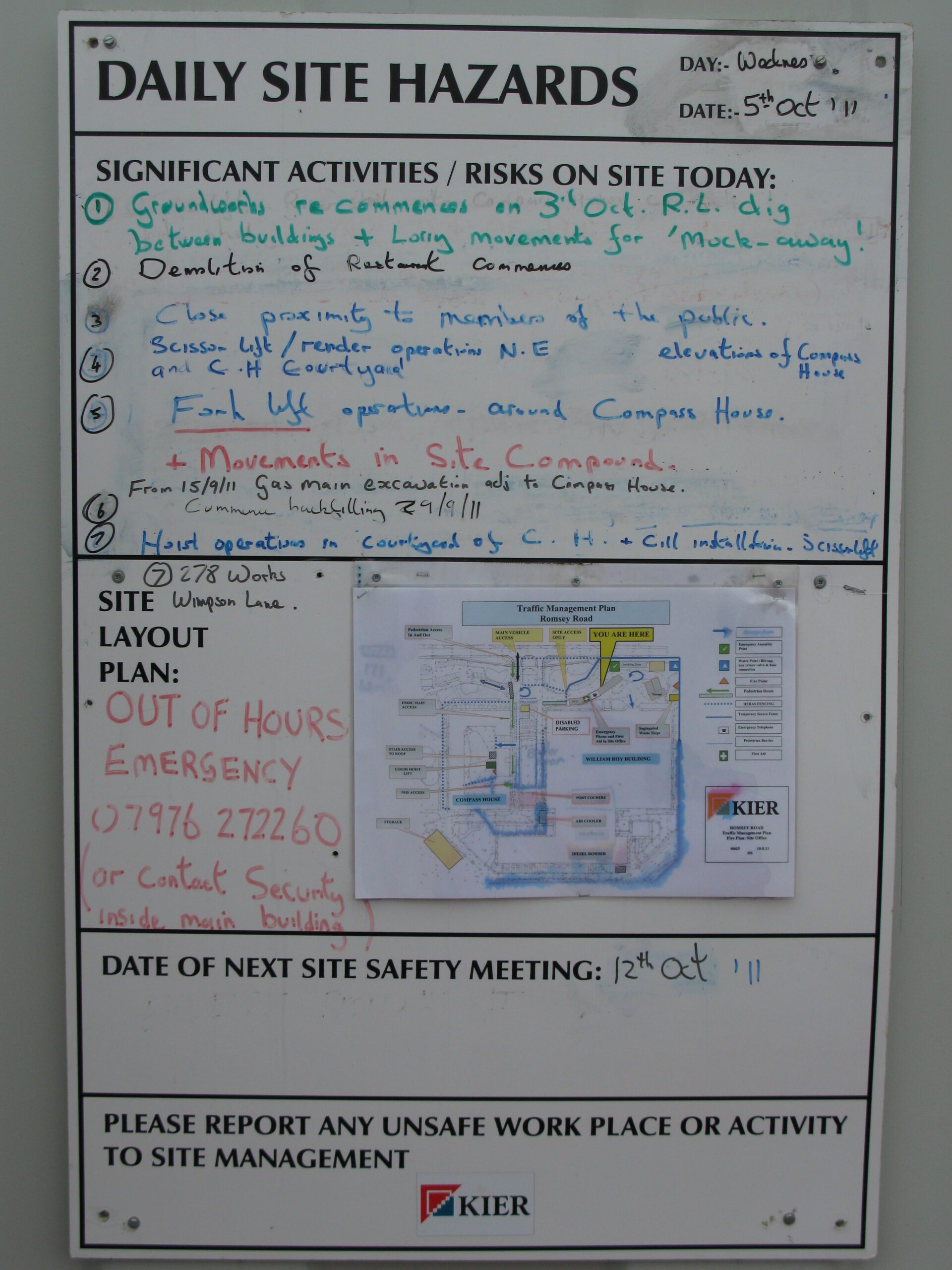 H&S notice board at Maybush on 5 Oct 2011