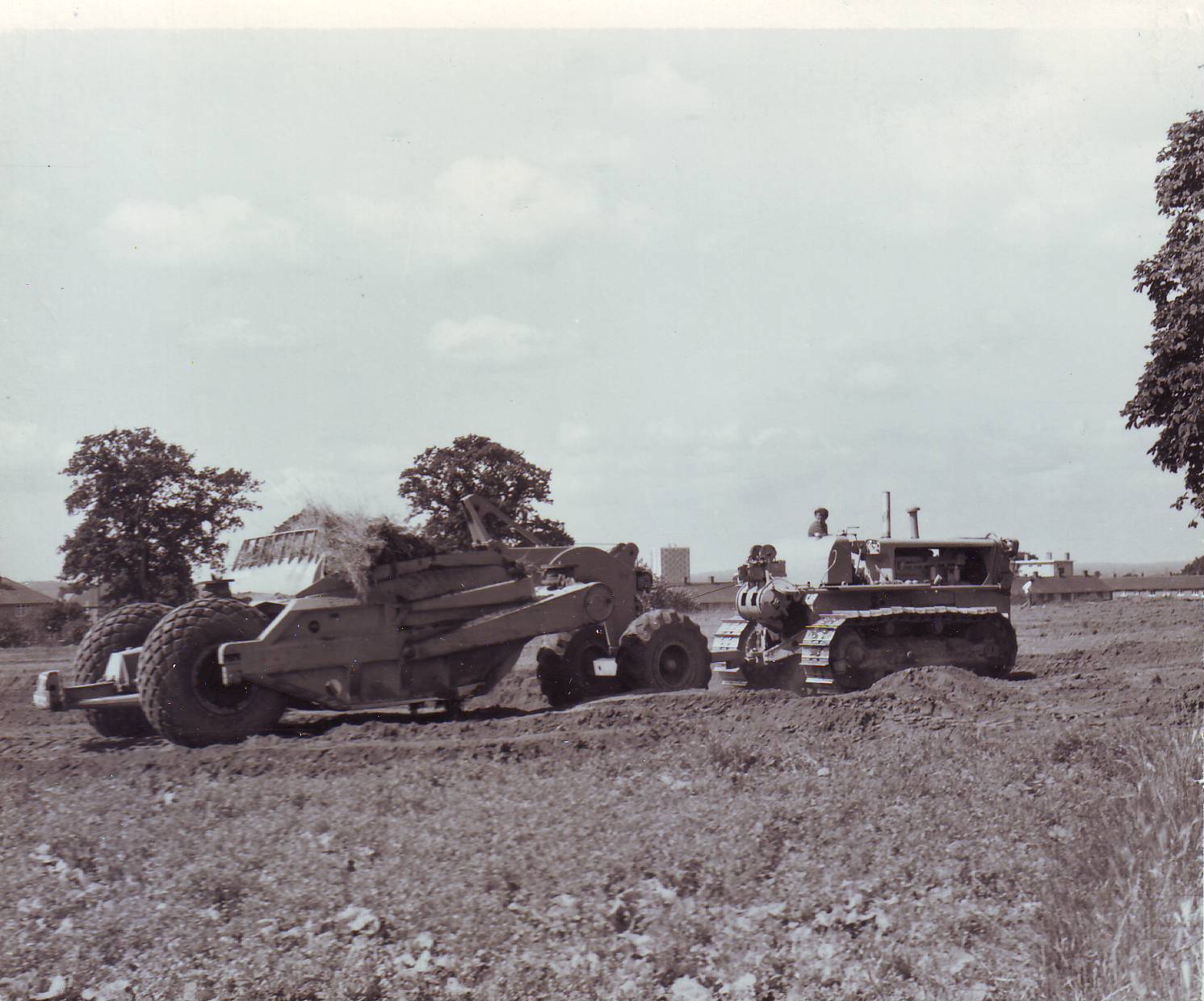 Removing topsoil at the Maybush site, Jul 1964