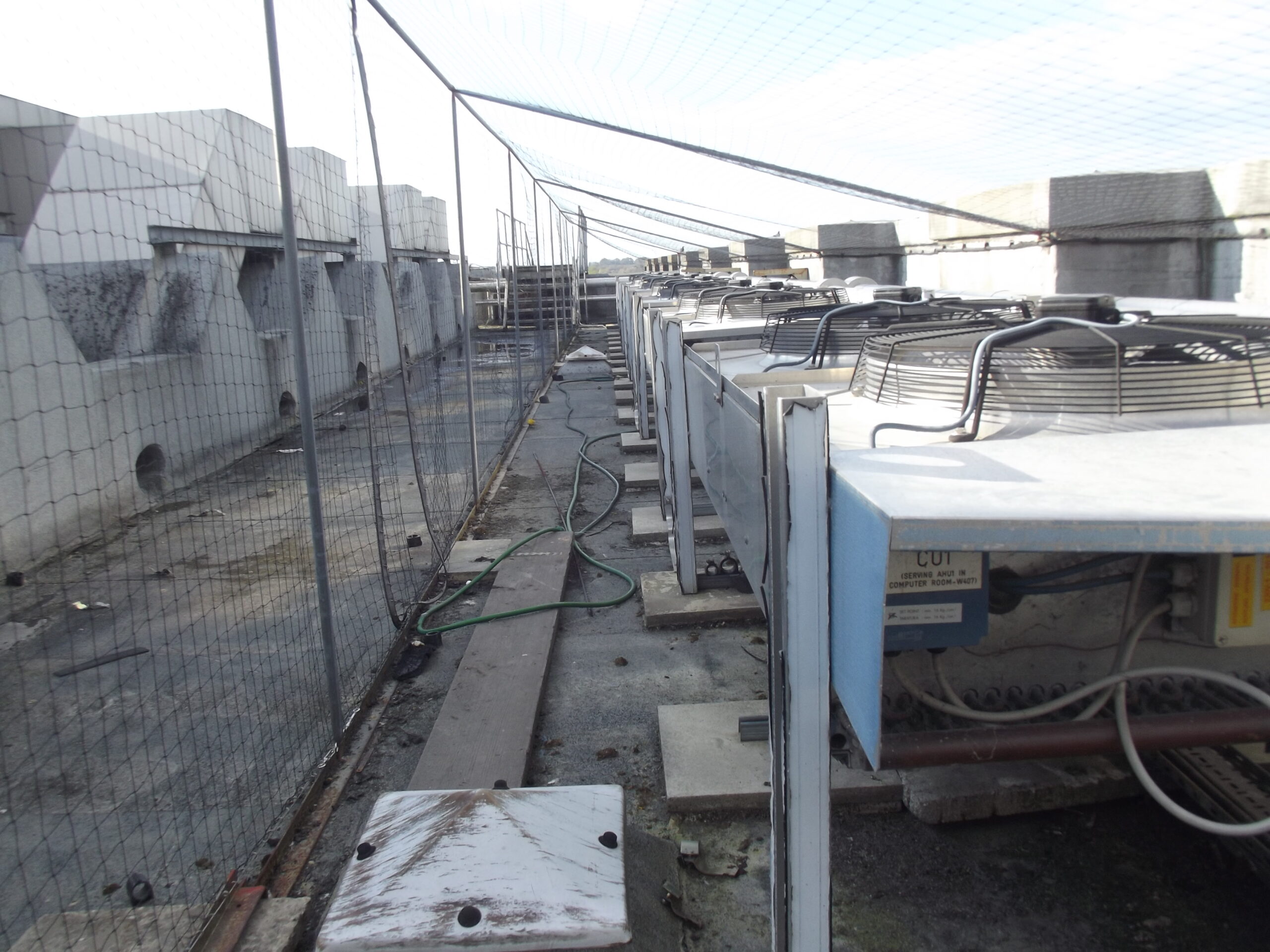 West Block roof above W407 – air conditioning condensers