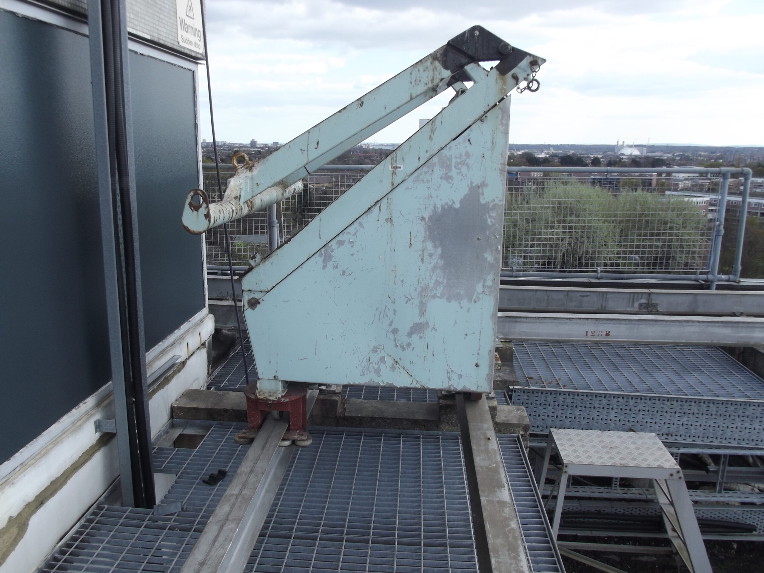 Window cleaning trolley/cradle outside A Core Penthouse