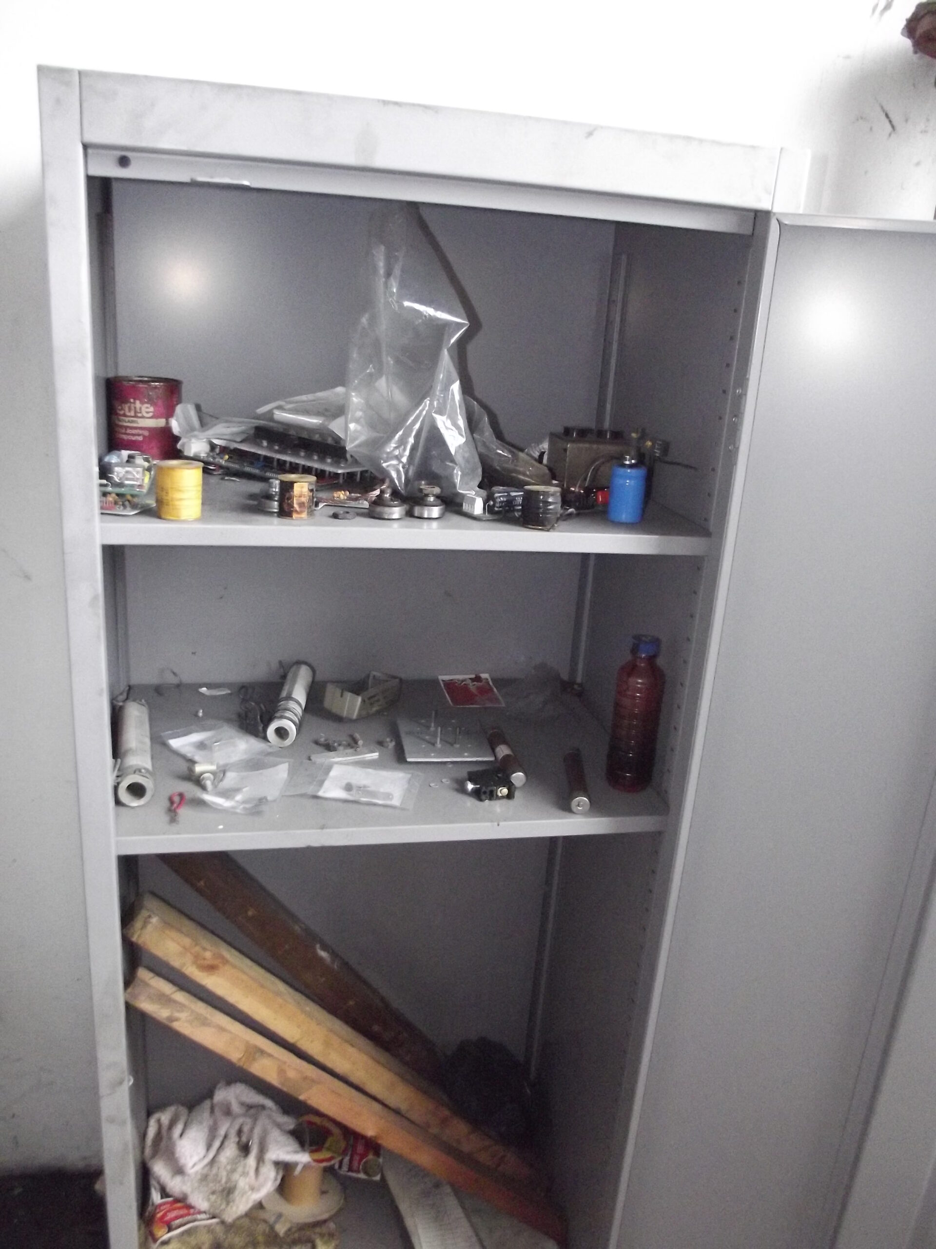 E lift motor room, spare parts cabinet
