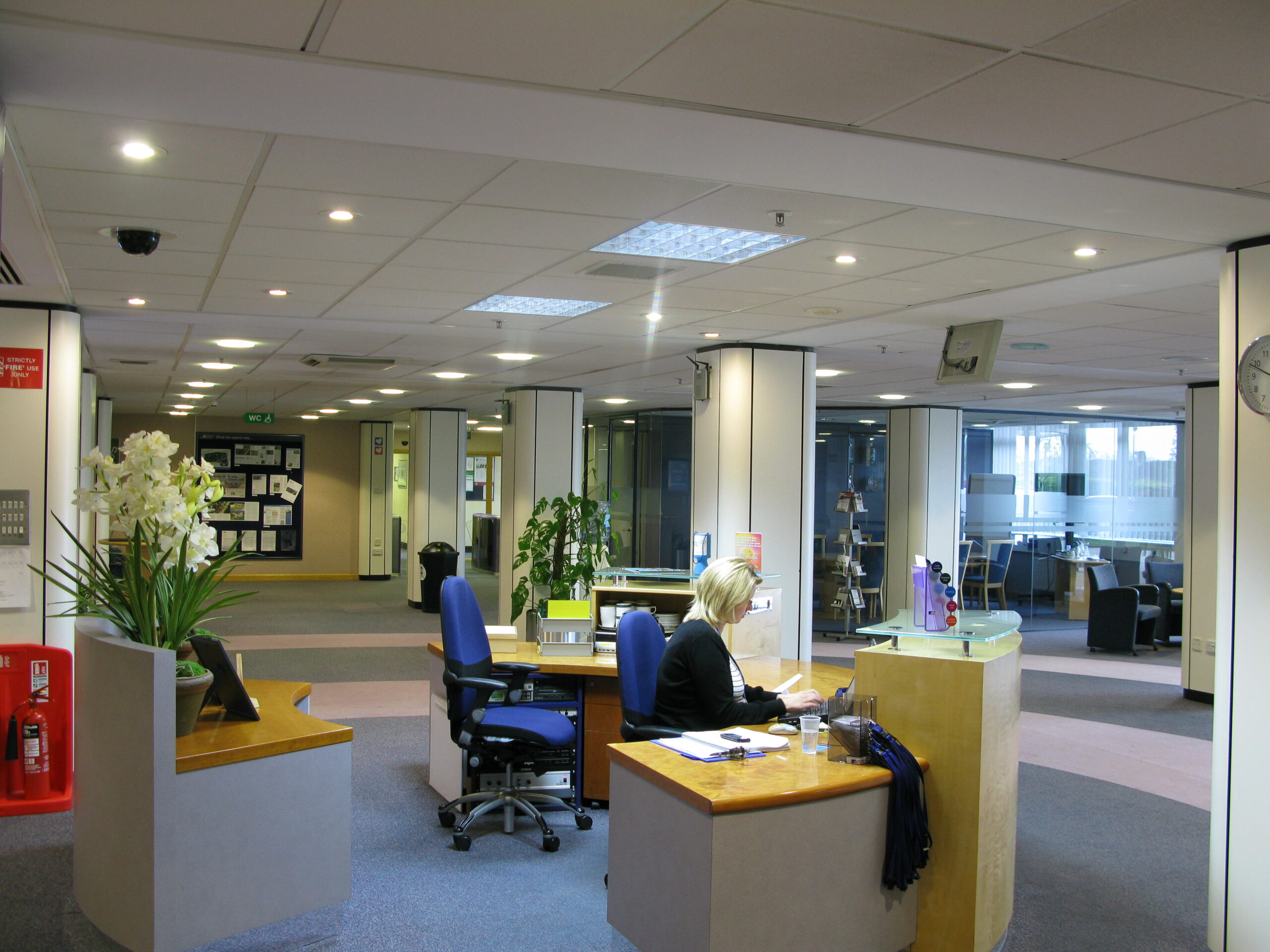 Reception – main desk and exit to the right.